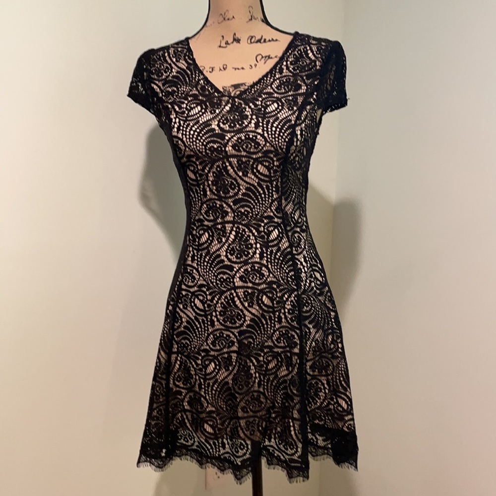 black lace overlay dress